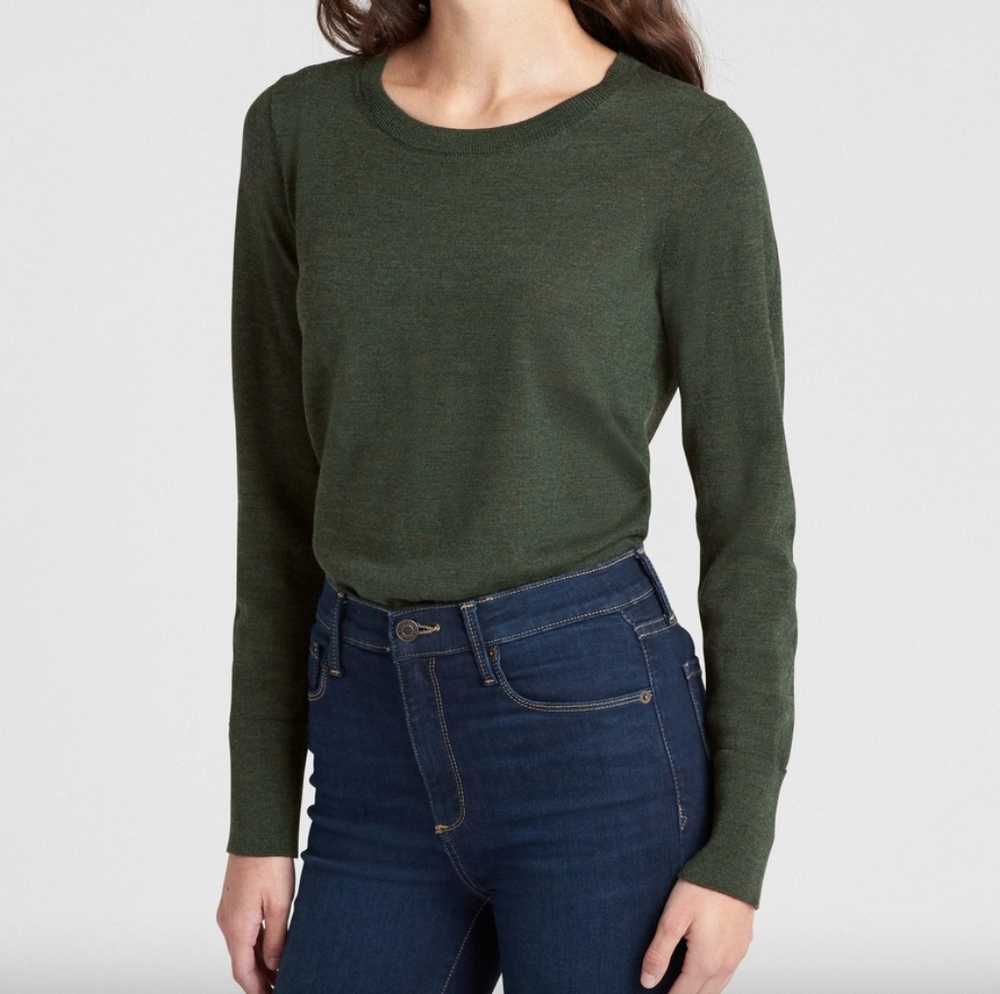 Gap | Merino Wool Crewneck Pullover Sweater Green